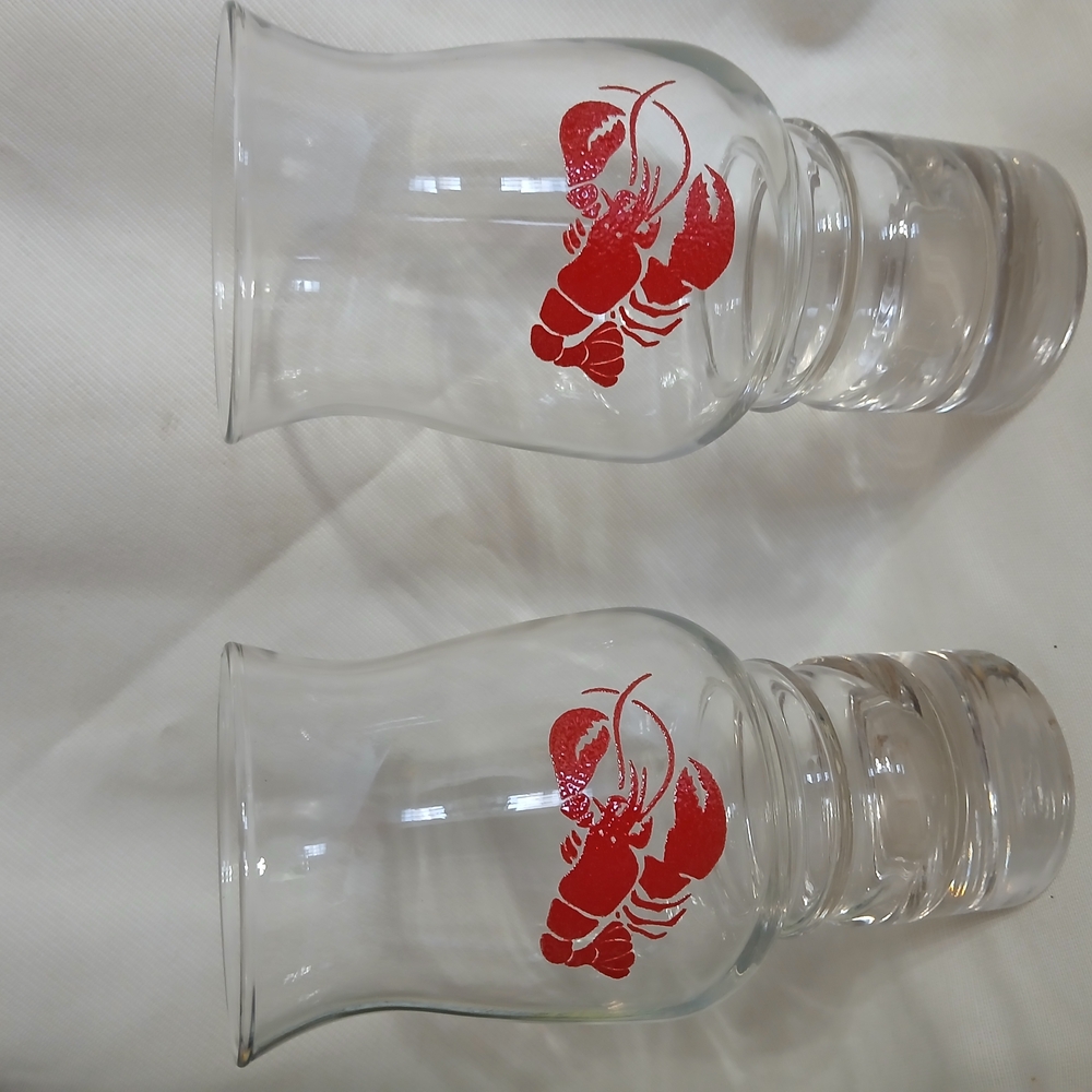 Vintahe Red Lobster Hurricane Cocktail Glasses